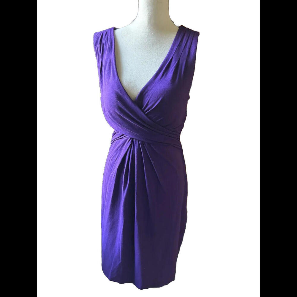 👗🟣Cache Dress Women Sz 14 Empire Waist Cross Over Bodice Purple